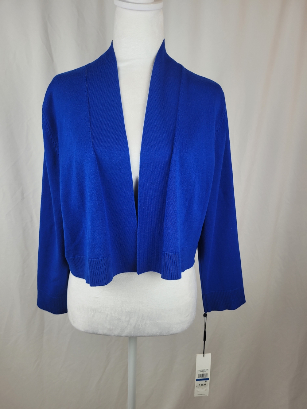 Calvin Klein Royal Blue Open Front Cropped Cardigan Shrug - NWT Size XL